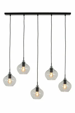 Light en Living Hanglamp 5L 104x20x120 cm RAKEL mat zwart+helder New