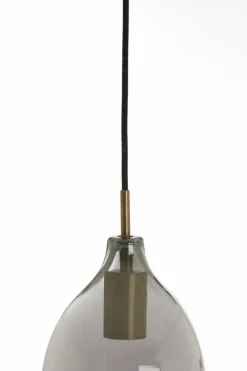 Light en Living Hanglamp 3L Ø35x32 cm LUKARO antiek brons+glas smoke New