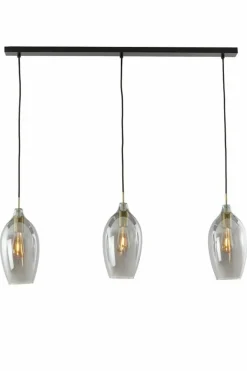 Light en Living Hanglamp 3L 100x16,5x32 cm LUKARO antiek brons+glas smoke