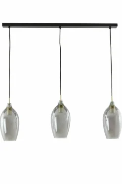 Light en Living Hanglamp 3L 100x16,5x32 cm LUKARO antiek brons+glas smoke