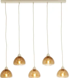 Light en Living Hanglamp 5L 104x19x14 cm BISHO glas bruin+zand Discount