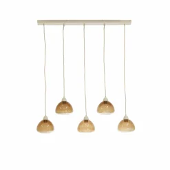 Light en Living Hanglamp 5L 104x19x14 cm BISHO glas bruin+zand Discount