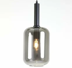Light en Living Hanglamp Ø22x52 cm LEKAR zwart+smoke glas Online