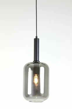 Light en Living Hanglamp Ø22x52 cm LEKAR zwart+smoke glas Online