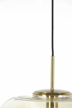 Light en Living Hanglamp MISTY goud+glas amber goud - 2 maten New