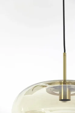 Light en Living Hanglamp MISTY goud+glas amber goud - 2 maten New