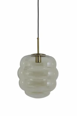 Light en Living Hanglamp MISTY goud+glas amber goud - 2 maten New