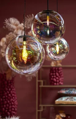 Light en Living Hanglamp MEDINA glas rainbow+zwart - 3 afmetingen Sale
