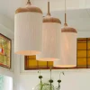Light en Living Hanglamp 3L 90x22x32 cm DANIA hout print naturel+touw crème New
