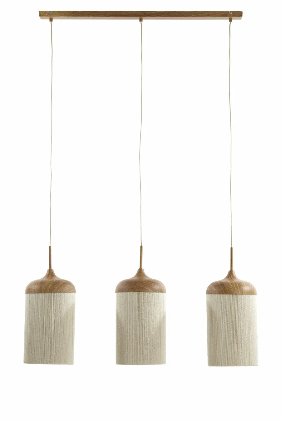 Light en Living Hanglamp 3L 90x22x32 cm DANIA hout print naturel+touw crème New