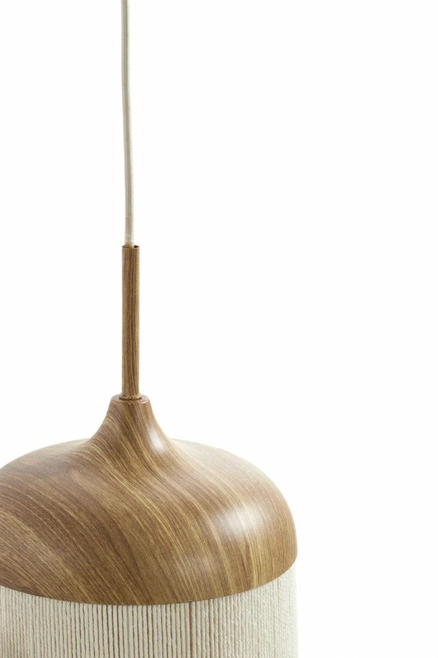 Light en Living Hanglamp 3L 90x22x32 cm DANIA hout print naturel+touw crème New