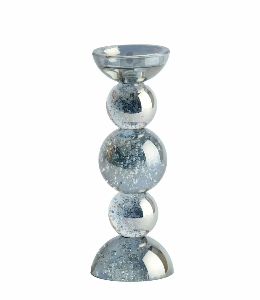 Light en Living Kaarsenhouder Ø10x26,5 cm ITINGA glas bubbel smoke Discount