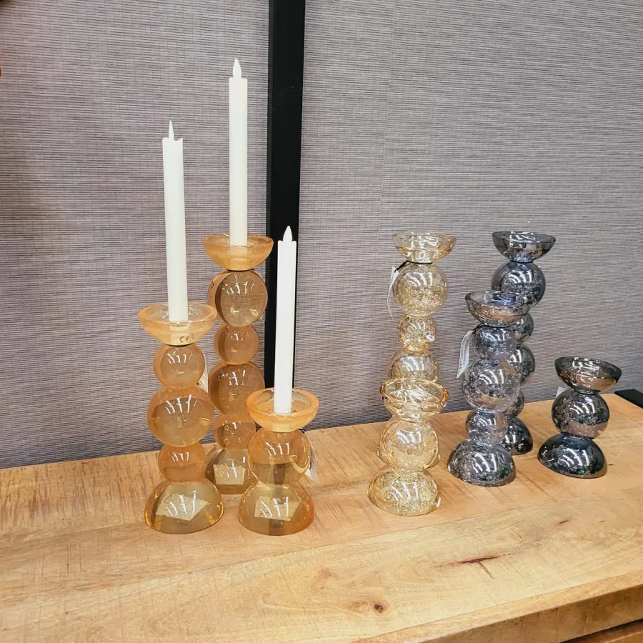 Light en Living Kaarsenhouder Ø10x26,5 cm ITINGA glas bubbel smoke Discount