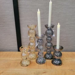 Light en Living Kaarsenhouder Ø9,5x15,5 cm ITINGA glas bubbel smoke Online
