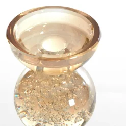 Light en Living Kaarsenhouder ITINGA Ø9,5x15,5 cm Glas Bubbel Amber – Light & Living Clearance