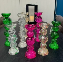 Light en Living Kaarsenhouder Ø9,5x34 cm ITINGA glas bubbel groen New