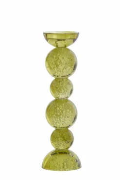 Light en Living Kaarsenhouder Ø9,5x34 cm ITINGA glas bubbel olijf groen Discount
