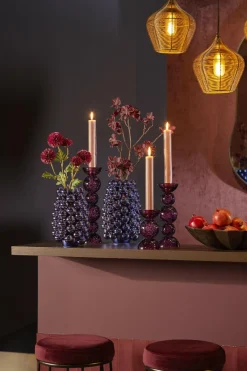 Light en Living Kaarsenhouder Ø9,5x34 cm ITINGA glas bubbel paars Best