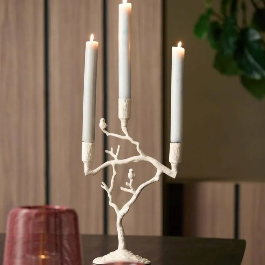 Light en Living Kandelaar 3L 26x11x42 cm JARDIA creme Outlet
