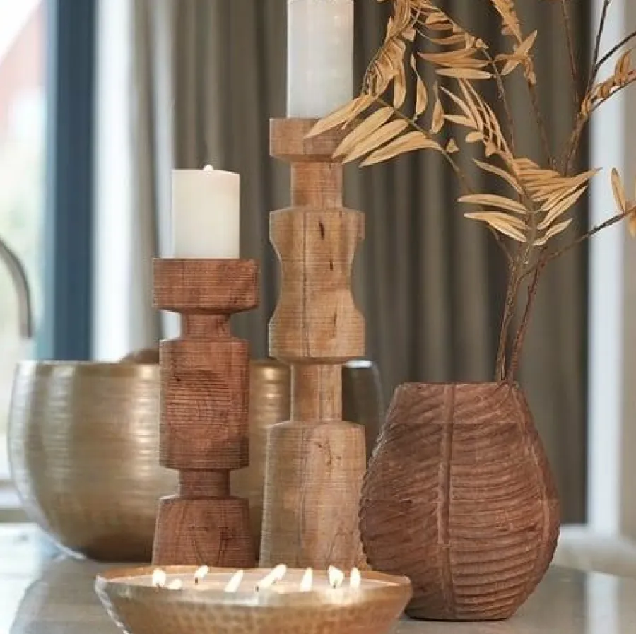 Light en Living Kandelaar EXUMAS hout bruin - 2 maten Clearance