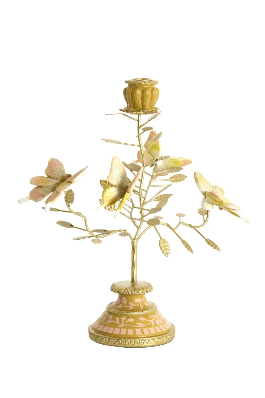 Light en Living Kandelaar 35,5x18x37,5 cm BUTTERFLY lichtroze+lichtgoud New