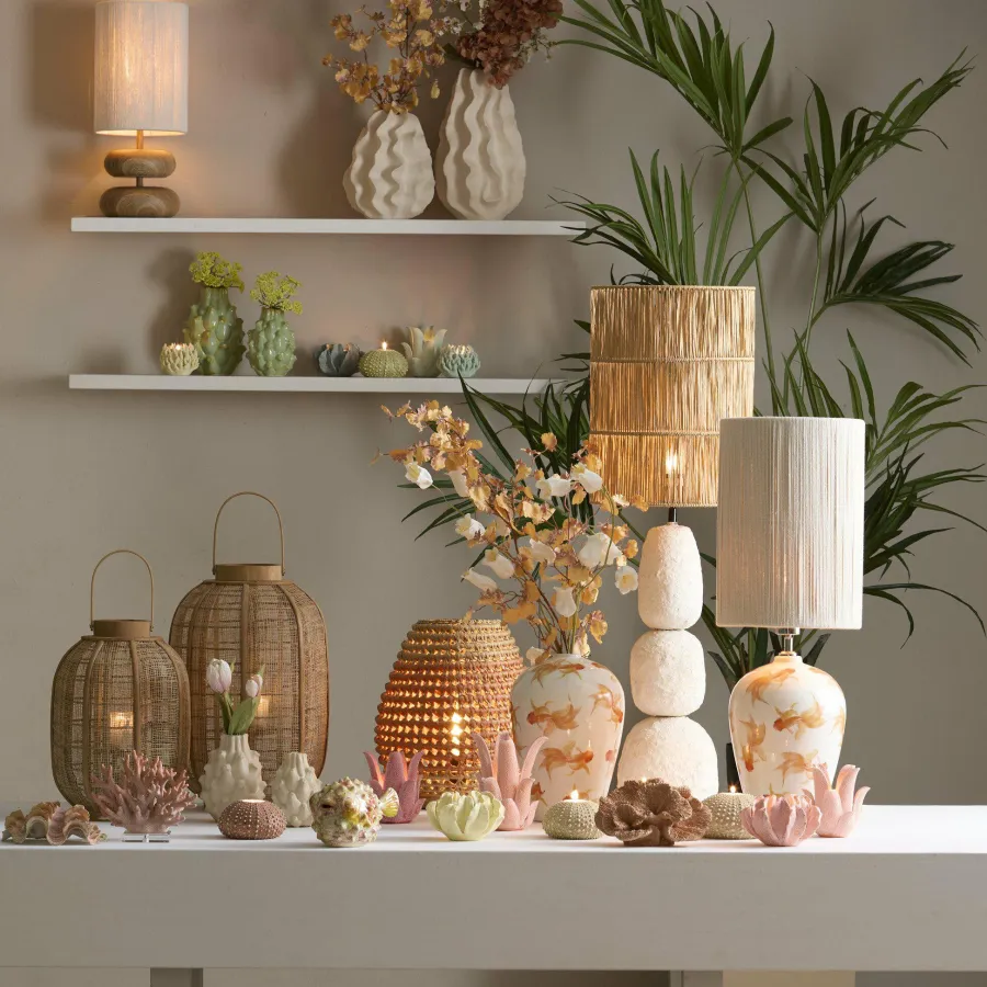 Light en Living Kap cilinder 30-30-40 cm LANZANO raffia naturel Outlet