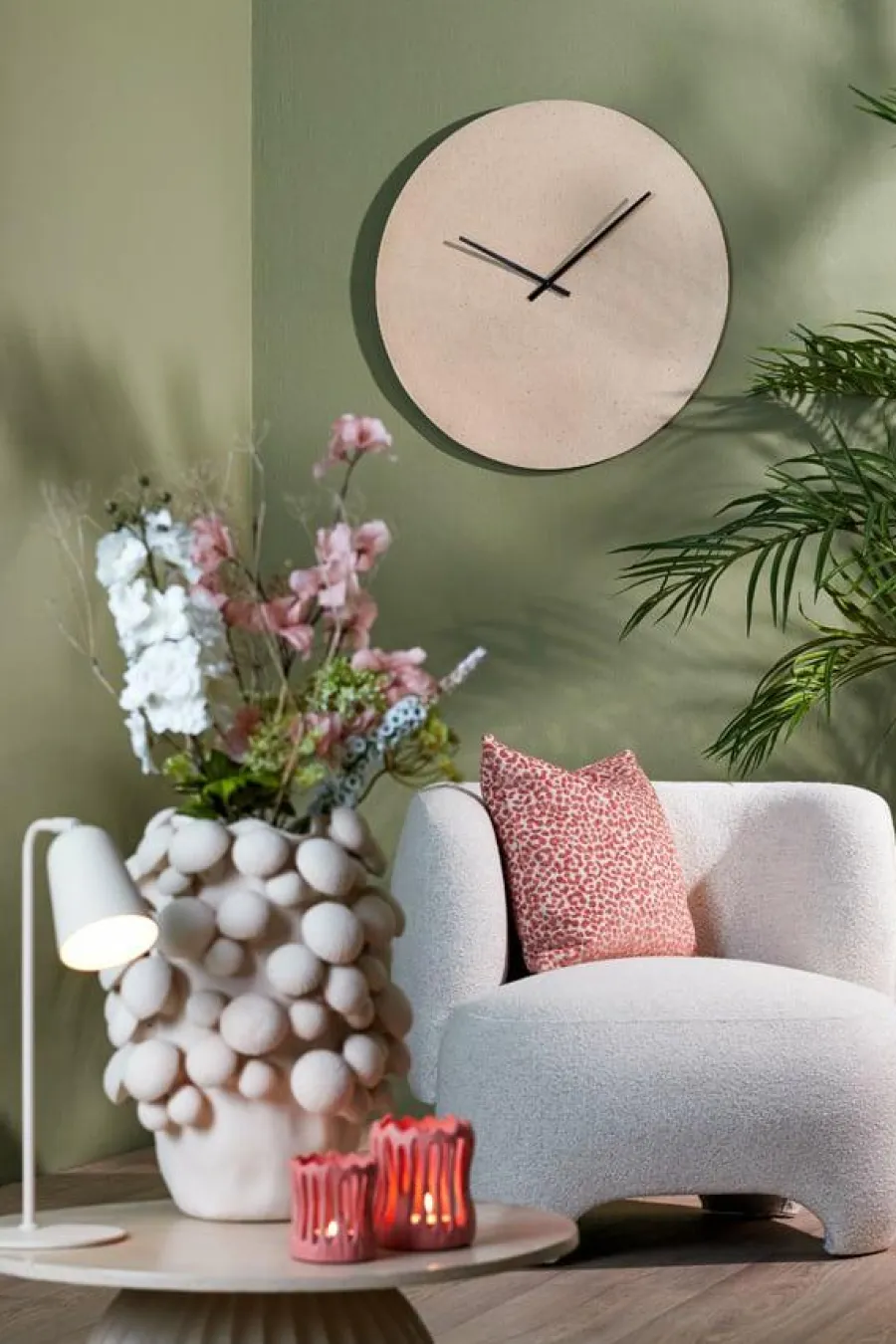 Light en Living Klok Ø74 cm LICOLA mat zand+licht bruin gespikkeld Online