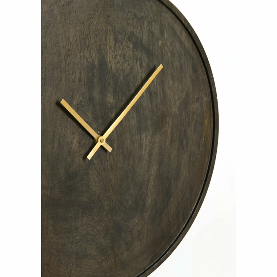 Light en Living Klok Ø56 cm VETI mango hout donker bruin+goud Online