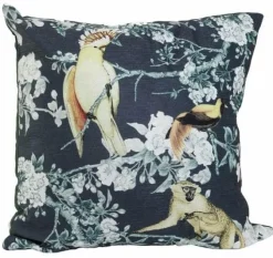Light en Living Kussen 45x45 cm DAINTREE print zwart-groen Clearance