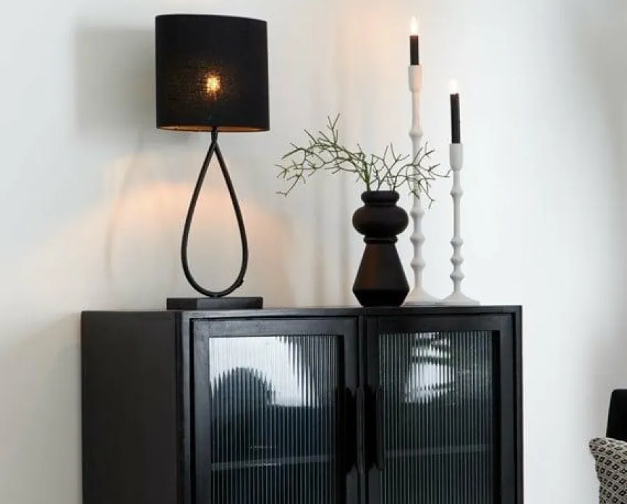 Light en Living Lampenkap ovaal recht Livigno zwart - diverse maten Clearance