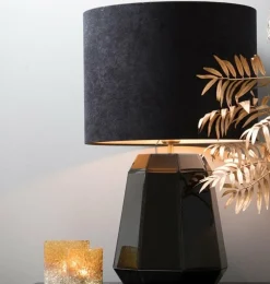 Light en Living Lampenkap cilinder VELOURS zwart-taupe - diverse maten