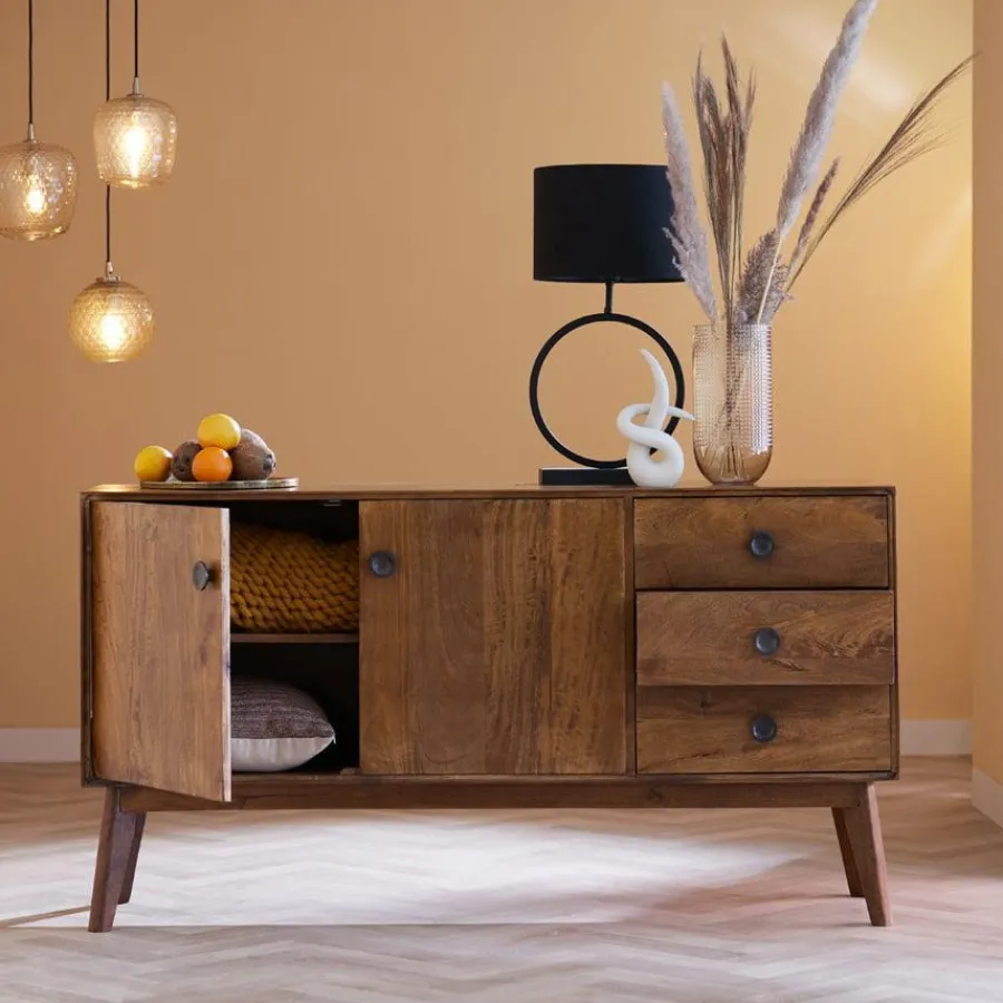 Light en Living Lampenkap cilinder VELOURS zwart-taupe - diverse maten