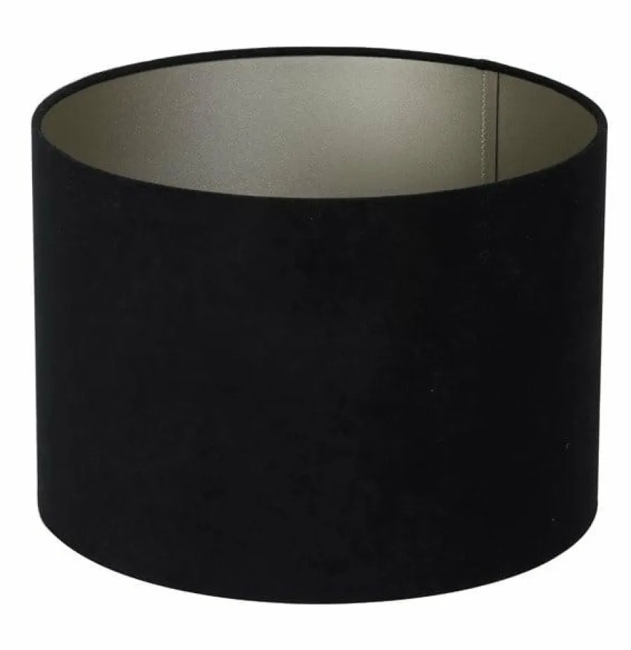 Light en Living Lampenkap cilinder VELOURS zwart-taupe - diverse maten