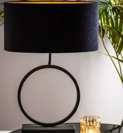 Light en Living Lampenkap ovaal recht VELOURS zwart-taupe - diverse maten Clearance