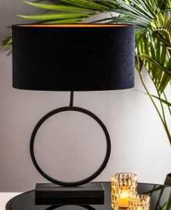 Light en Living Lampenkap ovaal recht VELOURS zwart-taupe - diverse maten Clearance