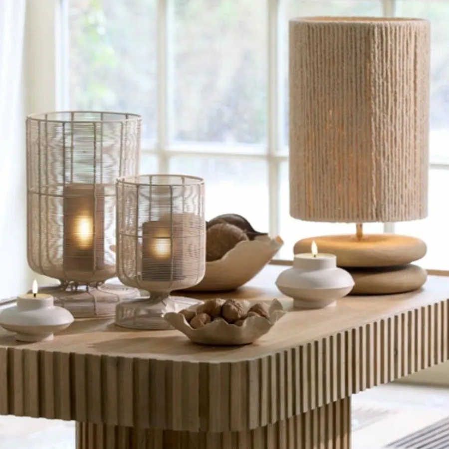 Light en Living Lampvoet Ø25x9 cm EBOLI hout mat naturel New