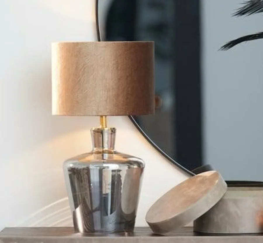 Light en Living Lampvoet Ø25x35 cm MYLES smoke glas+antiek brons Best