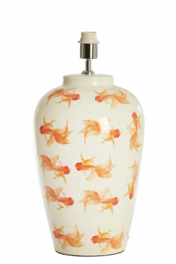 Light en Living Lampvoet Ø28X52 Cm Fish keramiek wit+oranje