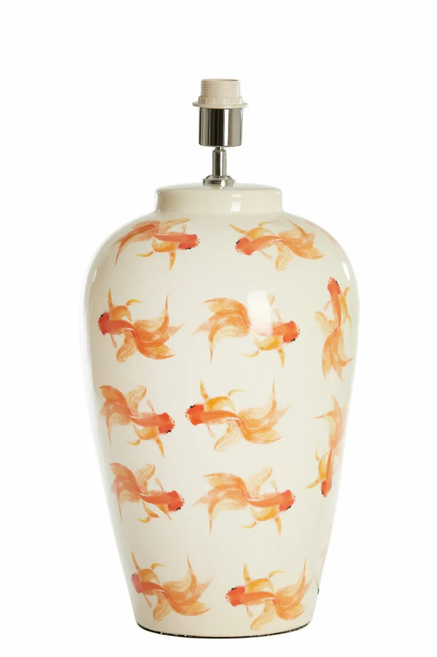 Light en Living Lampvoet Ø28X52 Cm Fish keramiek wit+oranje
