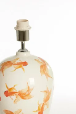 Light en Living Lampvoet Ø28X52 Cm Fish keramiek wit+oranje