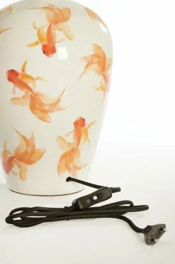 Light en Living Lampvoet Ø28X52 Cm Fish keramiek wit+oranje