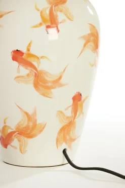 Light en Living Lampvoet Ø28X52 Cm Fish keramiek wit+oranje