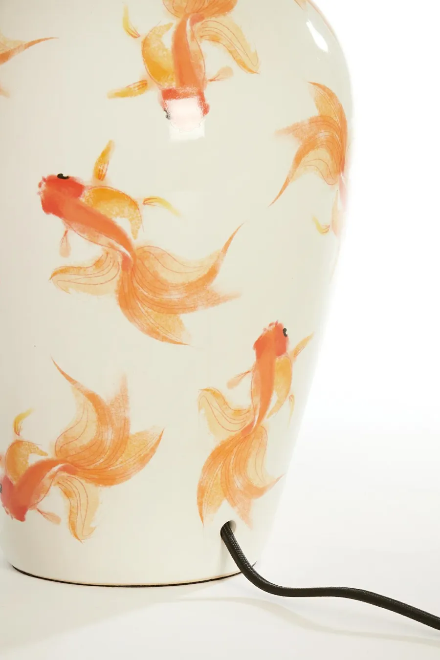 Light en Living Lampvoet Ø28X52 Cm Fish keramiek wit+oranje