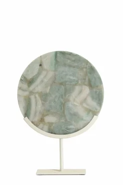 Light en Living Ornament op voet 35x12x50 cm GOUYA groen agaat+crème New