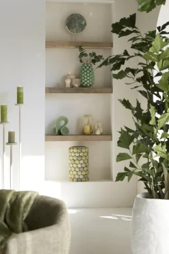 Light en Living Ornament op voet 35x12x50 cm GOUYA groen agaat+crème New