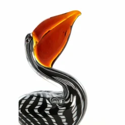 Light en Living Ornament 13x7x19 cm PELICAN glas zwart-wit+bruin gestreept Discount