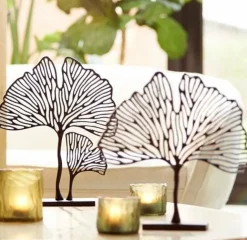 Light en Living Ornament op voet 36x10x48 cm LEAF mat zwart New