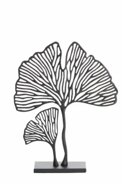Light en Living Ornament op voet 36x10x48 cm LEAF mat zwart New