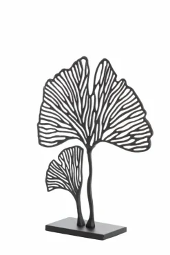 Light en Living Ornament op voet 36x10x48 cm LEAF mat zwart New