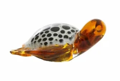 Light en Living Ornament 15,5x14,5x7 cm TURTLE glas amber+wit-zwart Discount